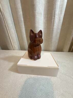 Wooden Cat Figurine Glasses Holder-Matr Boomie made in India 4.5”H 3”W